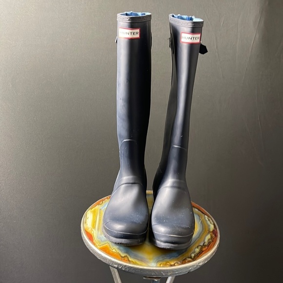 Hunter Shoes - Hunter Tall Adjustable Matte Navy Rain Boots.